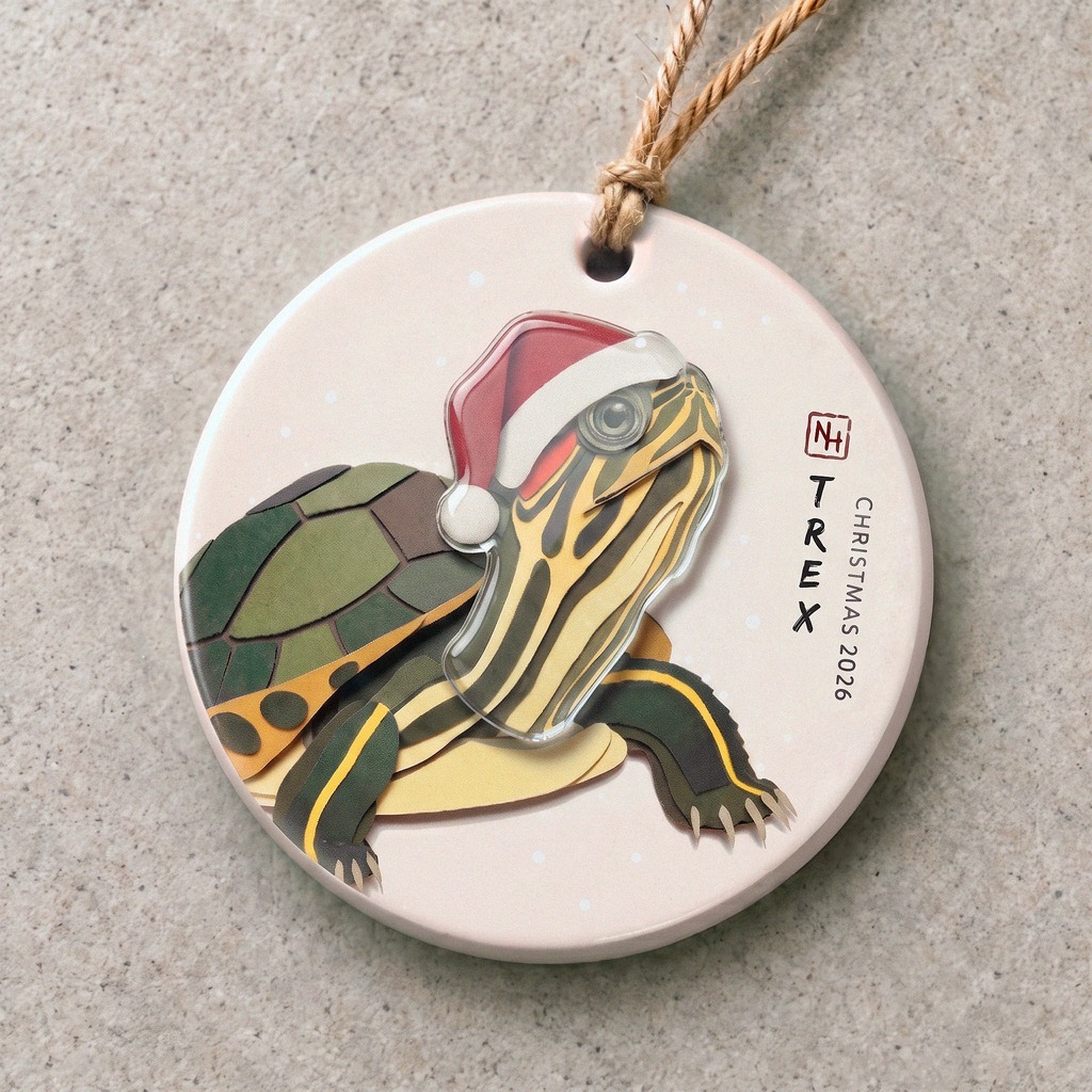 Personalised turtle Christmas ornament.